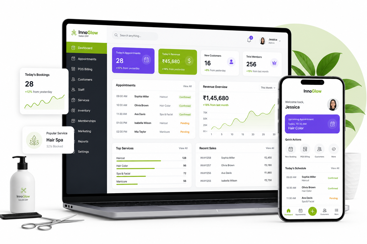 InnoGlow Salon ERP Dashboard